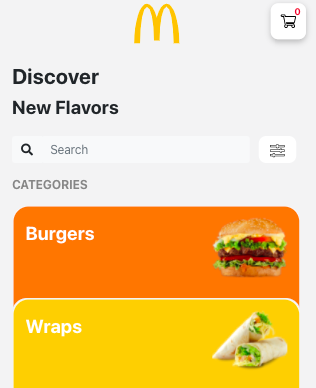 Mcdonald App (Responsive only with mobile size)